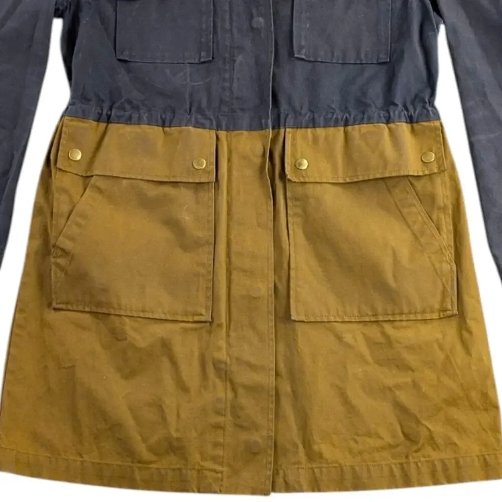 J. Crew Colorblock Barn/Chore Waxed Cotton Field Jacket EUC Size S     F215